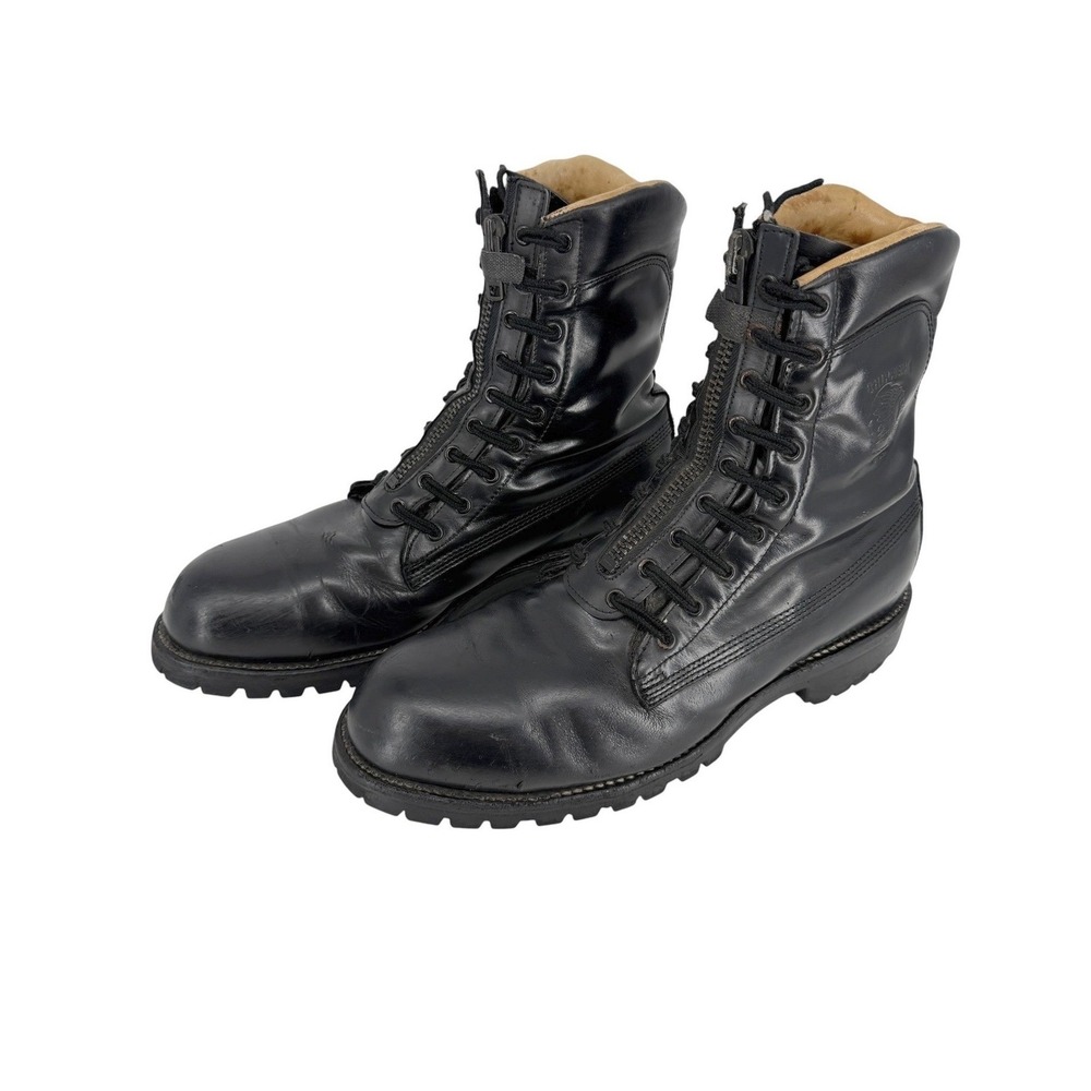 Chippewa Fire Paratrooper Boots Men 10 Leather Front Zip Steel Toe Work Lug Sole